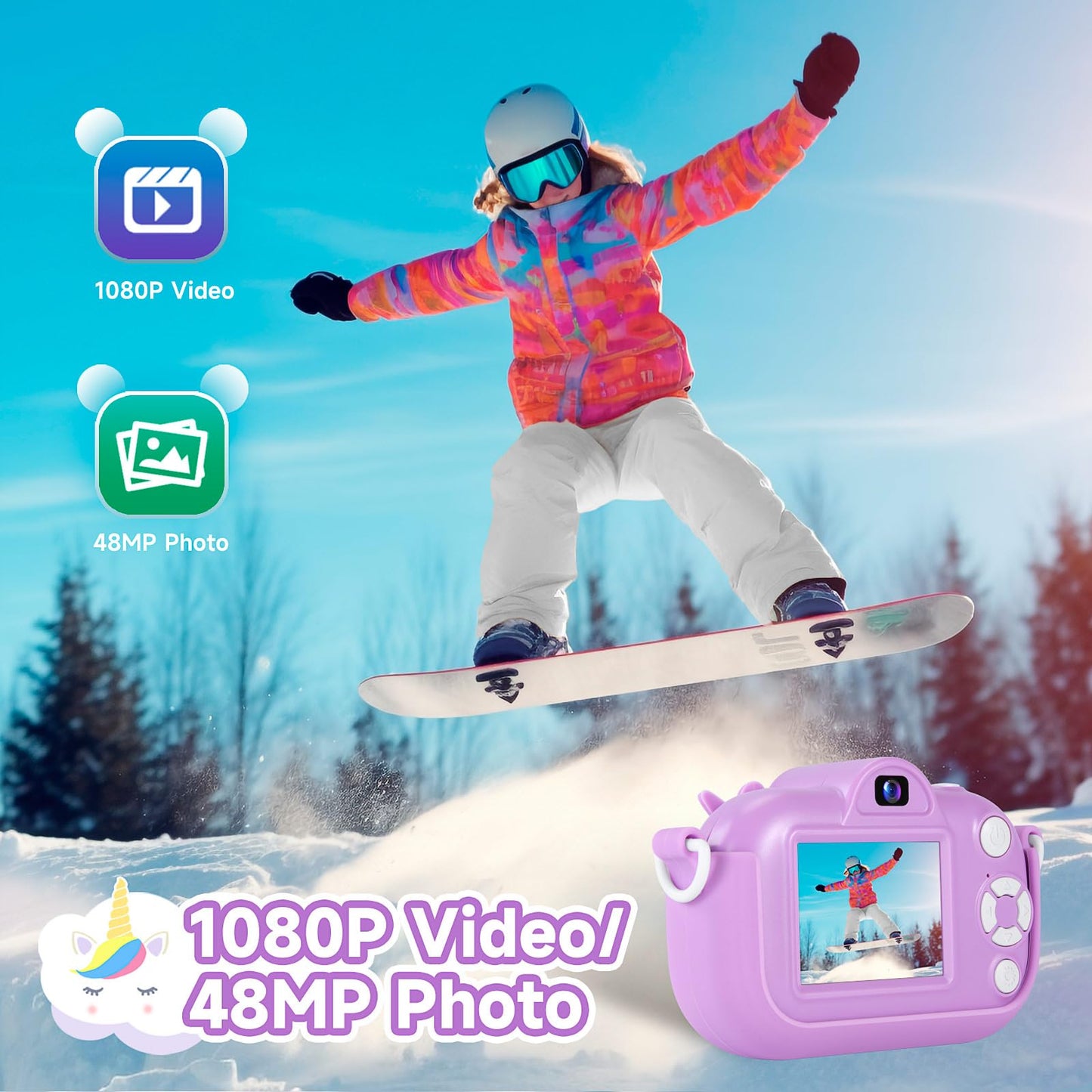 Kids Camera Digital Camera for Age 3-8, 1080P Toddler Camera for Kid with 32GB SD Card, Toddler Girls Toys Age 6-8, Christmas Birthday Gifts for Children