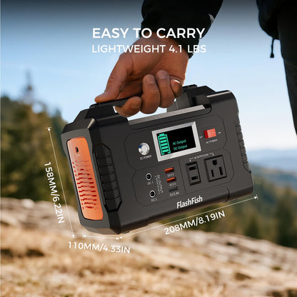 Flashfish 200W Portable Power Station 151Wh, 400W Peak Solar Generator with 110V AcOutlet, 2 DC & 3 USB Ports, Backup Battery for CPAp Camping, Home, Outdoor EmergencyPower supply