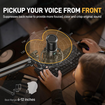 MAONO USB Recording Microphone Kit, Professional Condenser Microphone for PC with One-Touch Mute and Mic Gain Knob for Singing, Podcast, Studio, Streaming PM421