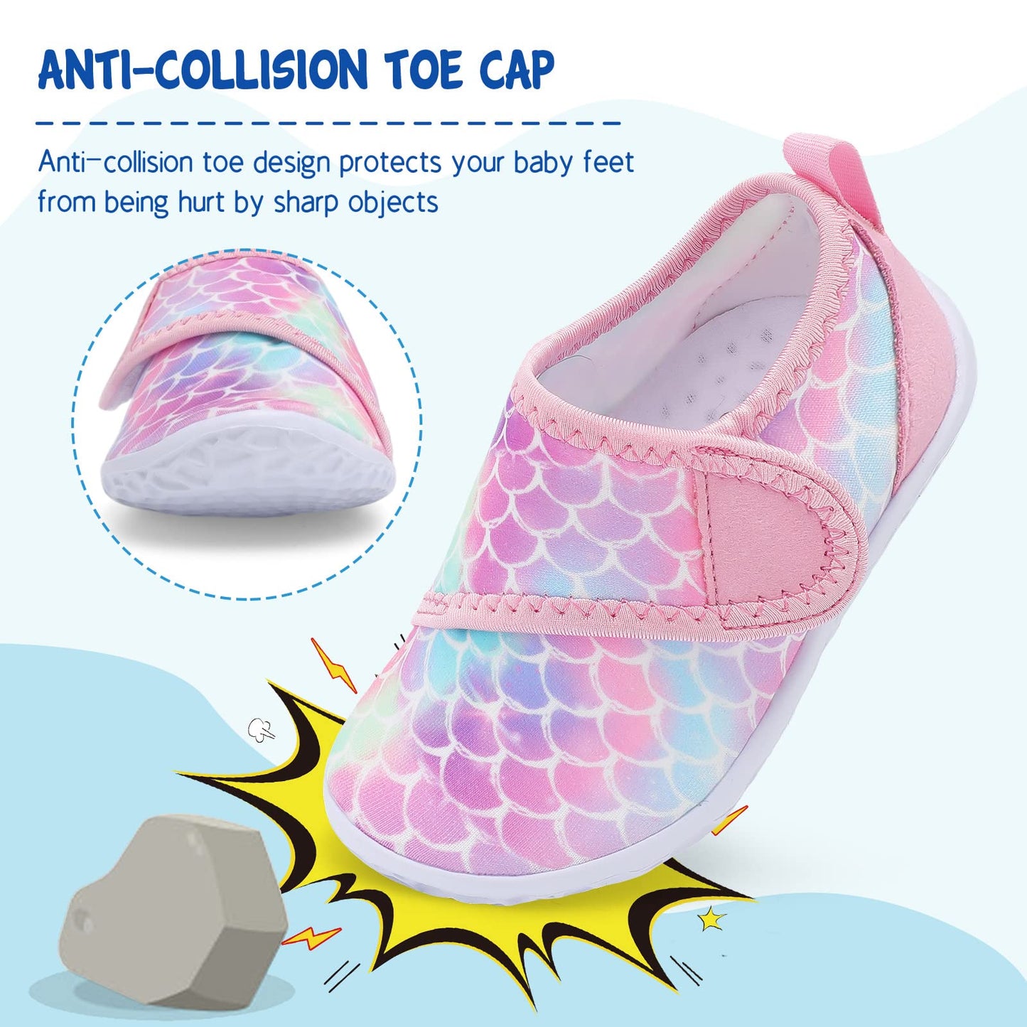 LeIsfIt Boys Girls Water Shoes Kids Aqua Socks Toddler Quick-Dry Beach Swimming Shoes Lightweight Breathable Non-Slip Outdoor Sport Water Shoes Pink Scale 12 Little Kid