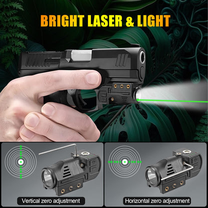 Lasercross CL105 New Magnetic Charging Internal Green Laser Sight & Picatinny Flashlight Laser Combo with Rechargeable Battery Inside,Tactical Gun Light Laser Used for Most of Handguns and Rifles