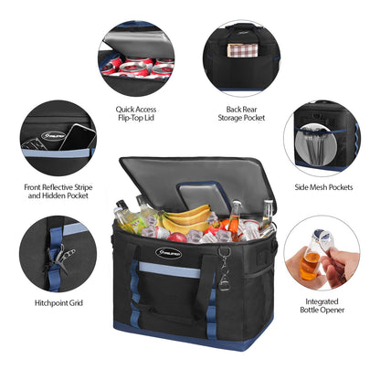 Maelstrom ICY Hollow Cooler Bag,75 Cans Collapsible Soft Sided Cooler,Extra Large Insulated Leakproof Lunch Cooler Bag,Portable for Grocery Shopping,Camping,Tailgating and Road Trips, G: 75 Can Black