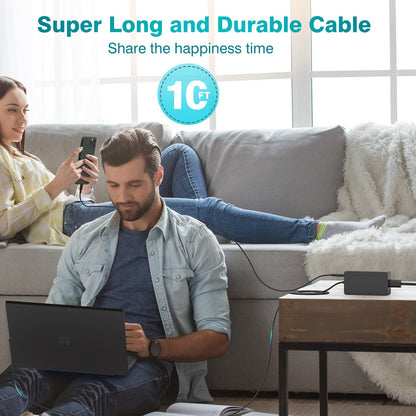 65W Charger Compatible with Microsoft Surface Pro 11, 10, 9, 8, 7+, 7, 6, 5, 4, 3, X, Power Adapter for Windows Surface Laptop 7/6/5/4/3/2/1, Go Tablet, Book 3/2/1, Support 44W, 36W, LED, 10FT