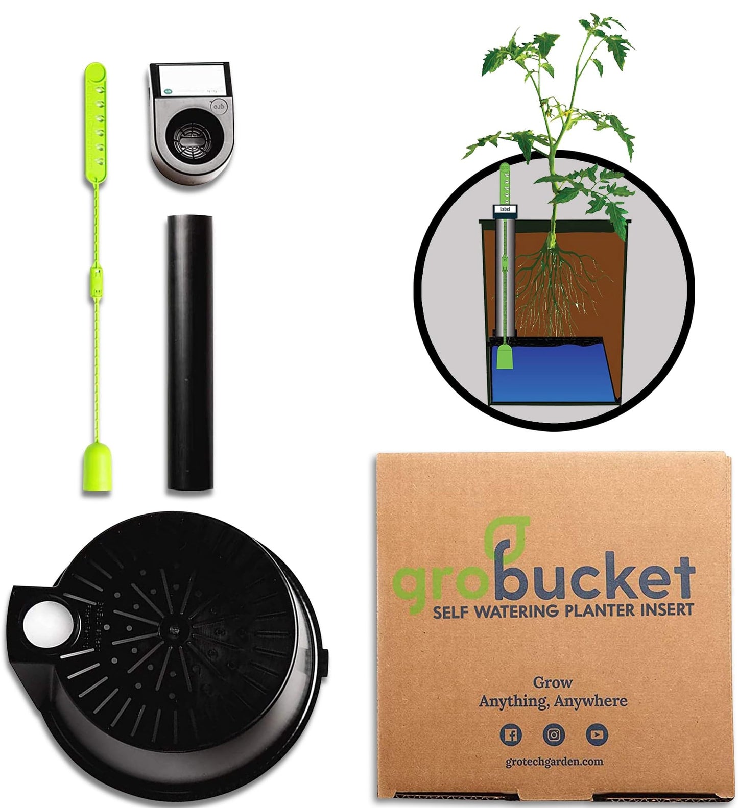 GroBucket Garden Kit (3PK) self-watering sub-irrigated Planter Insert. Turn Any Bucket into a self-watering Container Garden. Create an Indoor or Outdoor, Space Saving and Portable Garden in Minutes.