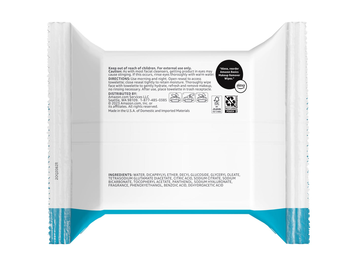 Amazon Basics Makeup Remover Wipes, Gentle Cleansing, Dermatologist Tested, Hydrating, Plant Based, Alcohol Free, Removes Waterproof Mascara, 25 Count Per Pack, Pack of 6 (Previously Solimo)