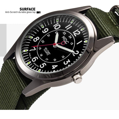 Infantry Black Military Watches for Men Tactical Wrist Watch Outdoor Sport Field Analog Work Army Wristwatch Men's Green Nylon Band by MDC