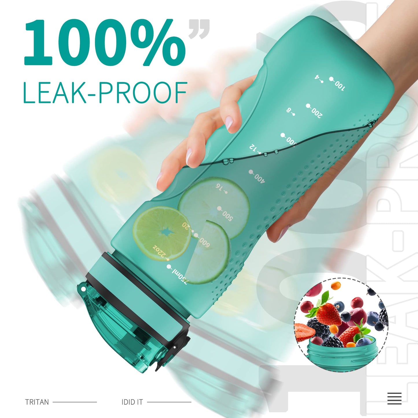 KITART 25oz Kids Sports Water Bottles for School with Spout Lid (Green)