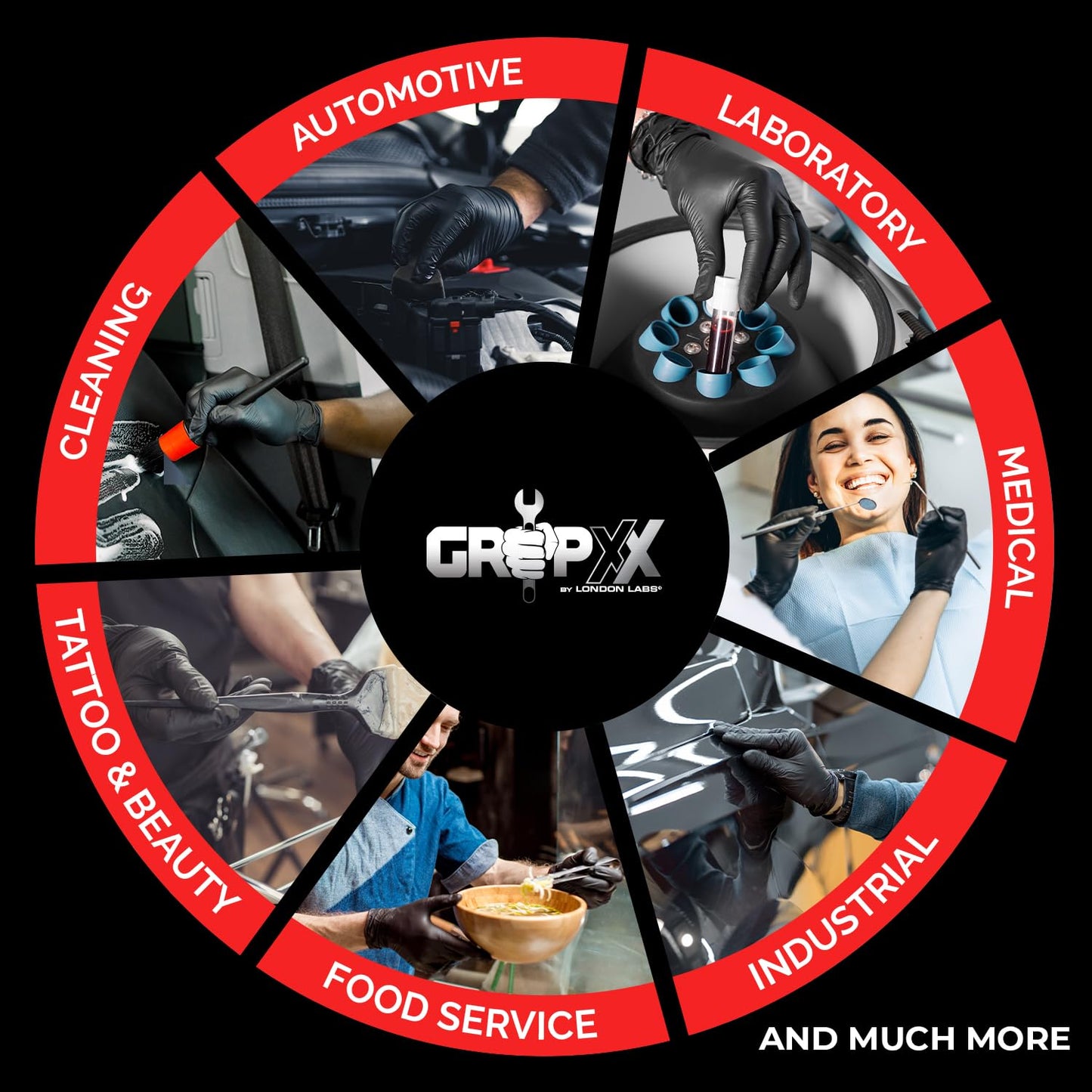 London Labs Heavy Duty 6 Mil Black Nitrile Gloves - Disposable, Latex & Powder Free | Mechanic, Food Prep & Tattoo | Rubber Gloves for Cooking, Cleaning & Household | Pack of (100)