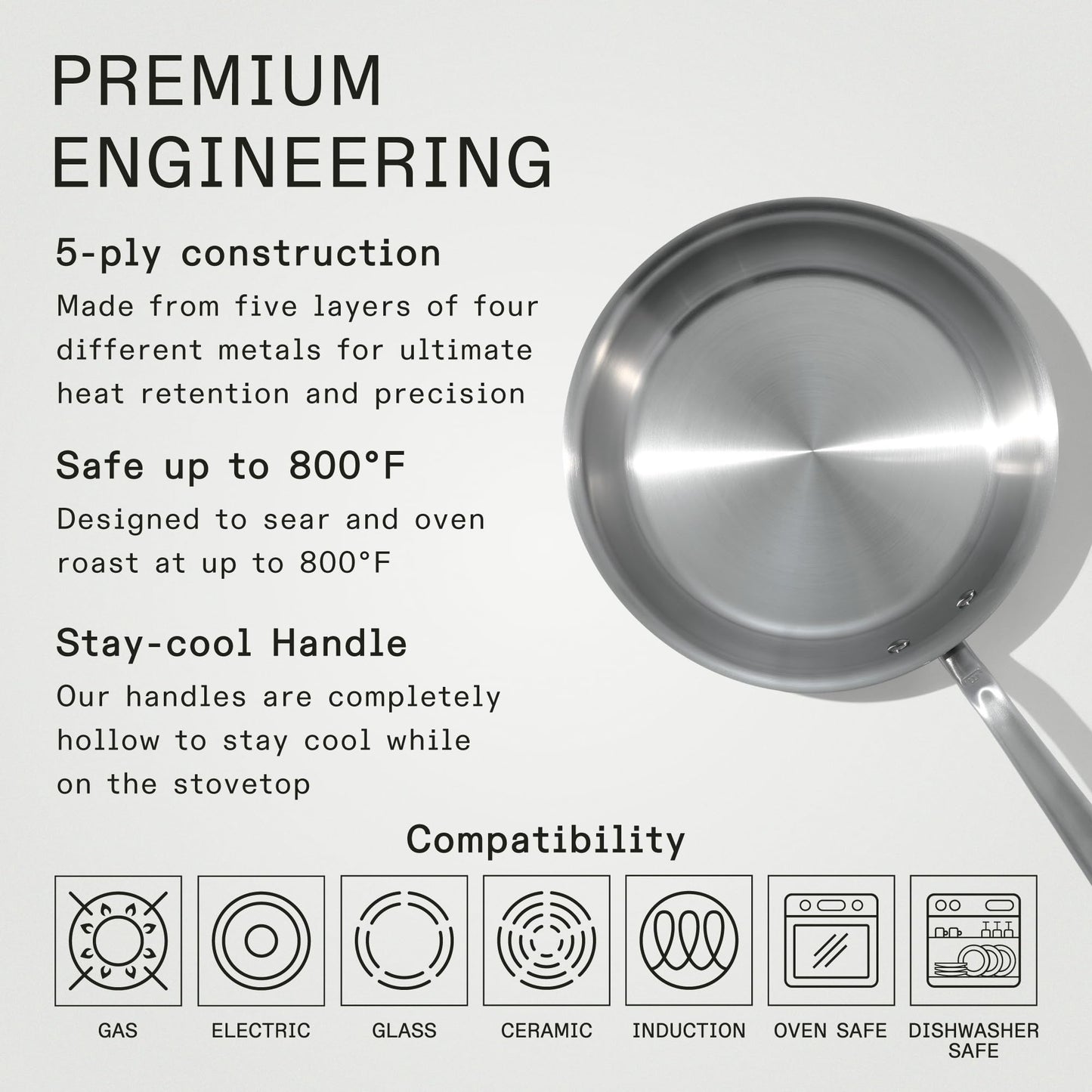 Made In Cookware - 10-Inch Stainless Steel Frying Pan - 5 Ply Stainless Clad - Professional Cookware - Crafted in Italy - Induction Compatible