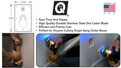 Qbit SQ1000-S Stainless Steel Cut Outs, Magnepull QBit Outlet Square Slot Cutter Box for Oscillating Power Multi-Tools to Cut-in Single Gang Wall Boxes Drywall Tools for Home Improvement