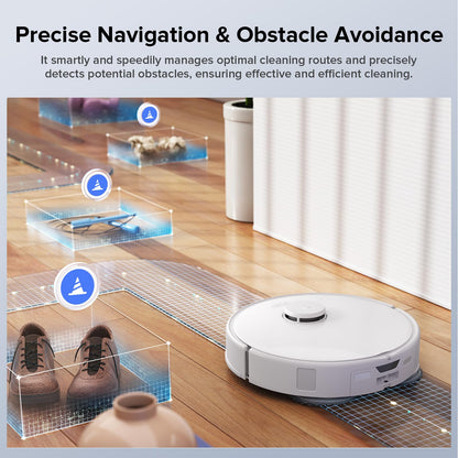 Roborock Qrevo Edge S5A Robot Vacuum and Mop, 17,000Pa, Zero-Tangling, DuoDivide Main Brush, FlexiArm Side Brush, Hot Water Mop Washing & Self-Cleaning, Warm Air Drying, Self-Emptying, White