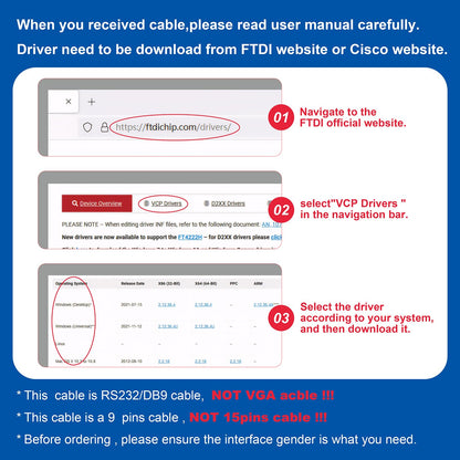 OIKWAN USB to RS232, USB Serial Adapter with FTDI Chipset,USB 2.0 to Male DB9 Serial Cable for Windows 11,10, 8, 7, Vista, XP, 2000, Linux and Mac OS(6ft)…