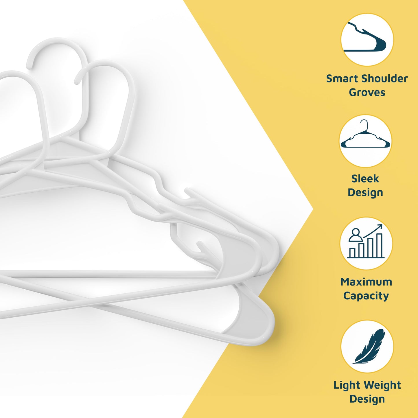 Lifemaster Plastic Clothes Hanger Set - 30 Pieces Versatile, Lightweight, Space-Saving, Non-Slip, Slim Designed, Dry and Wet Clothes Hanger Set - White