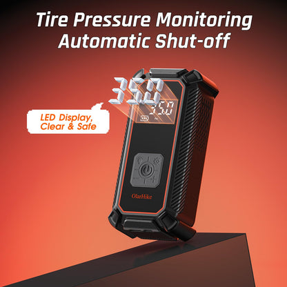 OlarHike Cordless Tire Inflator Portable Air Compressor, 150PSI Dual Power - 5400mAh & 12V DC, Air Pump for Car Tires, Bike, Motorcycle, Bicycle, Electric Pump with LED Light & Digital Pressure Gauge