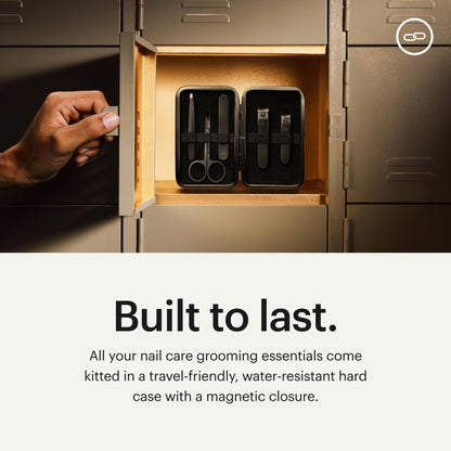 MANSCAPED® Shears 3.0, 5-Piece Precision Men’s Nail Grooming Travel Kit, Stainless Steel Manicure Set with Fingernail & Toenail Clippers, Nail File, Slant Tip Tweezers, Cuticle Scissors, Travel Case