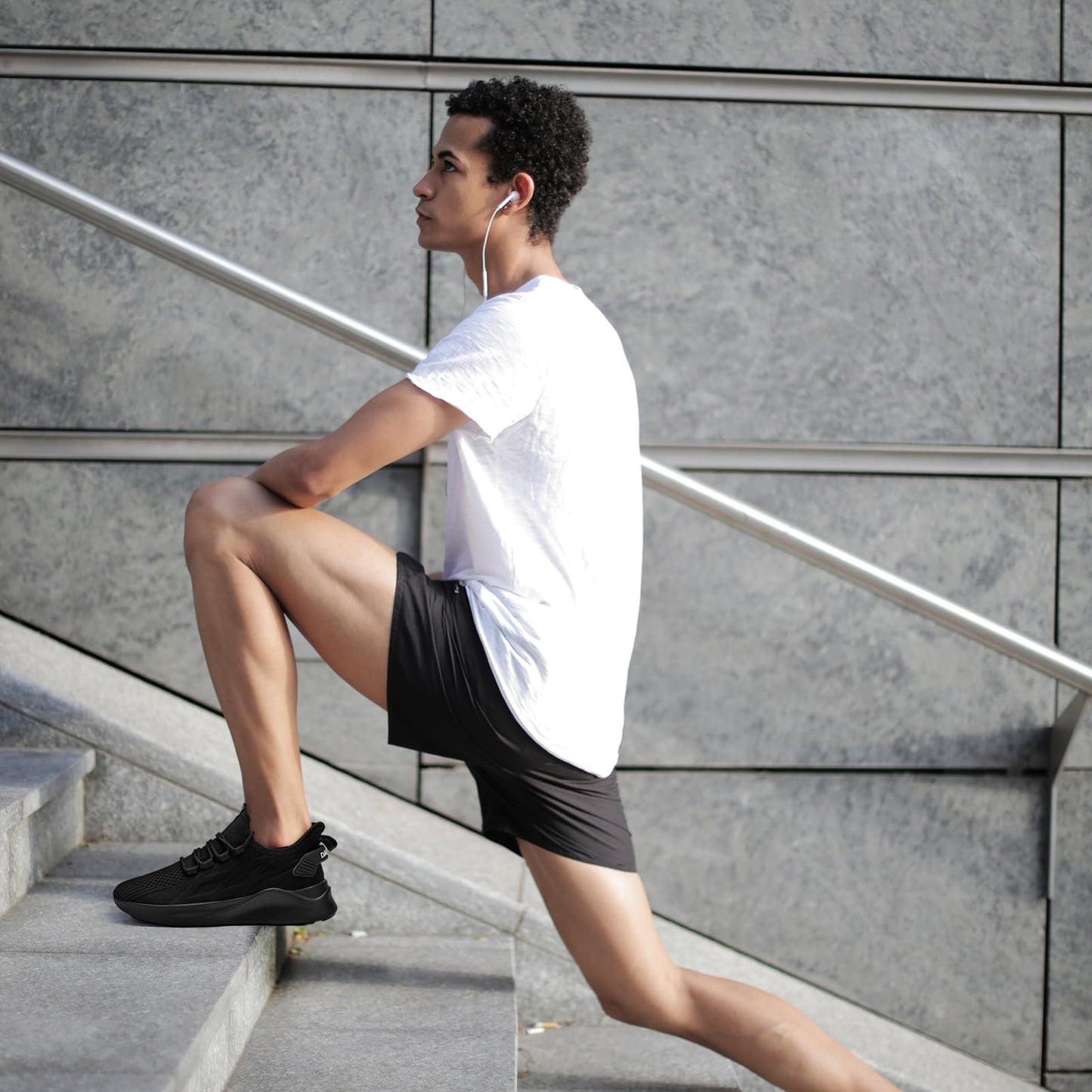 Mens Running Shoes Tennis Sneakers Walking Slip on Gym Black Workout Athletic Breathable Jogging Sport Casual Shoe Size 8.5