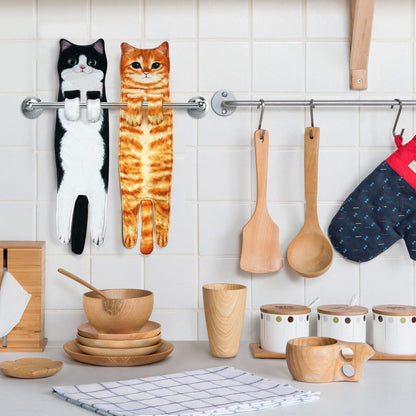 PAT JUUMG Funny Cat Hand Towels for Bathroom Kitchen Decor Towel,Cute Decorative Hanging Face Towels,Super Absorbent Soft, Housewarming Gift,Cat Lovers Gifts for Women (Orange)