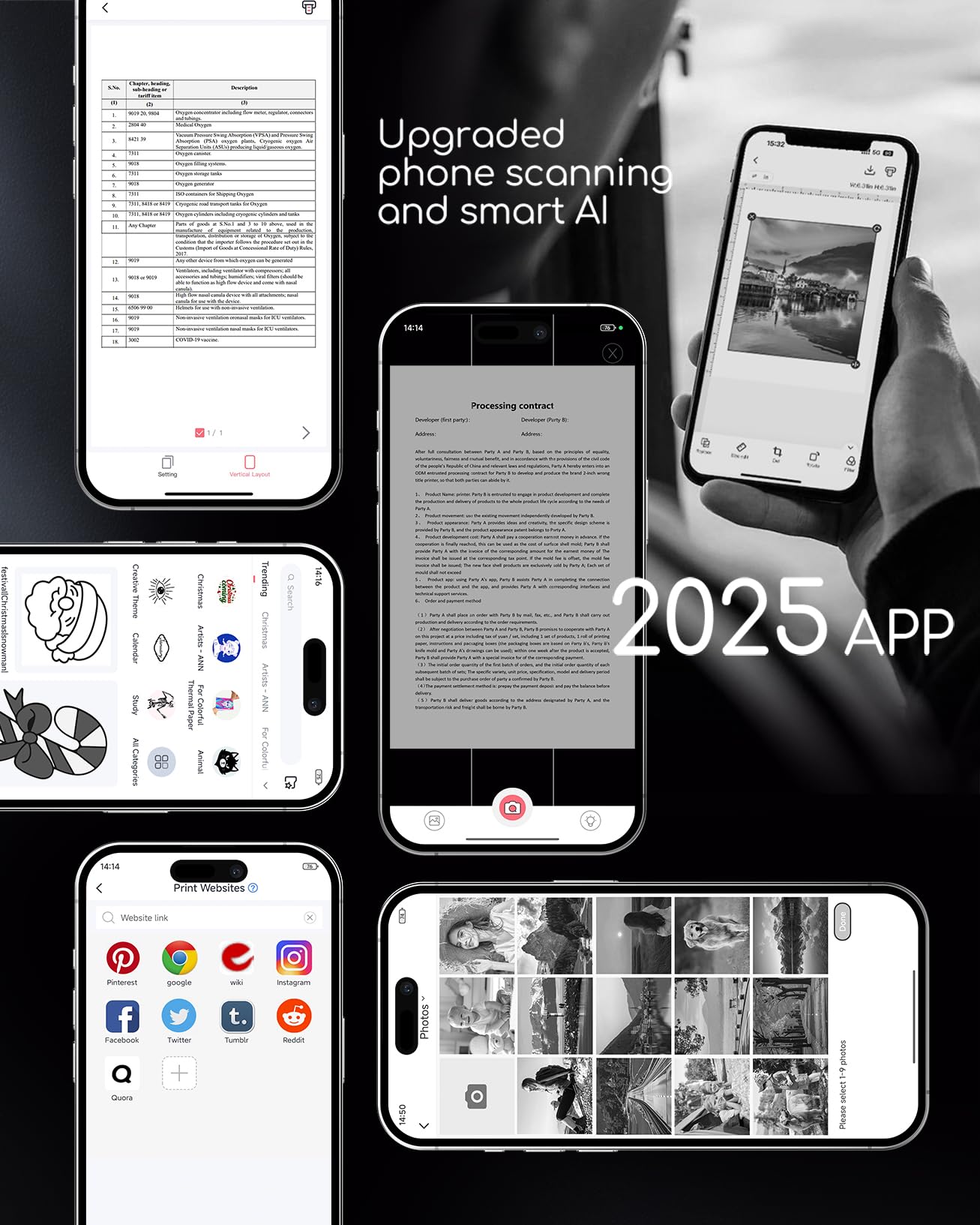 Portable Printers Wireless for Travel, Inkless Thermal Printer, Small Bluetooth Mobile Compact Printer Support 8.5" X 11" US Letter & A4,Compatible with iPhone Phone Laptop for Home Car Office Receipt