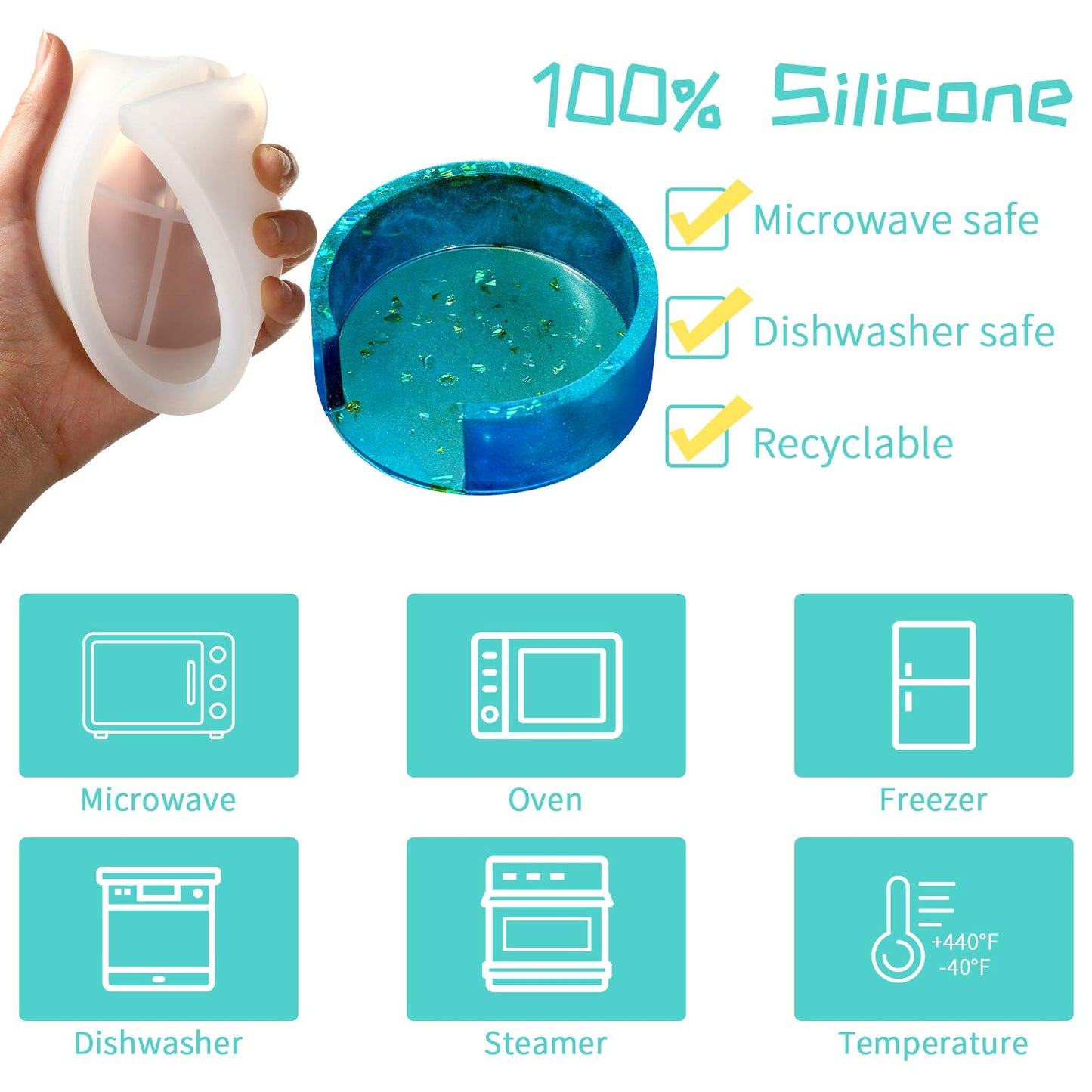 Patelai 12 Pcs Resin Molds Silicone Kit Epoxy Resin Molds Summer Coaster Mold Storage Box Mold in Rectangle Round Silicone Casting Mould for Art Summer DIY Jewelry Craft Cup Mat Home Decoration