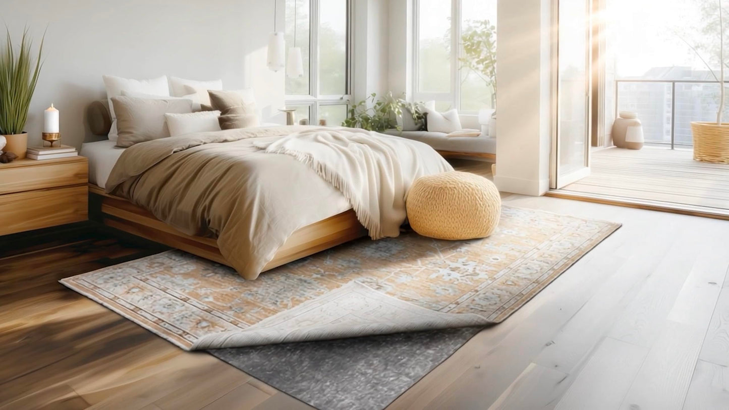 Mohawk Home 4' x 6' Premium Luxury Non Slip Rug Pad 1/4 Thick Dual Surface Felt + Rubber Gripper - Safe for All Floors, Synthetic Fiber, Grey