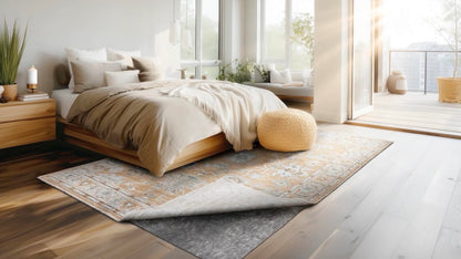 Mohawk Home 4' x 6' Premium Luxury Non Slip Rug Pad 1/4 Thick Dual Surface Felt + Rubber Gripper - Safe for All Floors, Synthetic Fiber, Grey