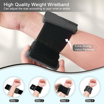 ADLIFE Adjustable Wrist Ankle Weights for Women Men Kids, 2 Lbs Wearable Arm Leg Weights Set of 2(1 Lb Each), Weighted Wristbands Exercise Weights for Walking Running Pilates Yoga Travel Pool Exercise Home Gym Workout-Black