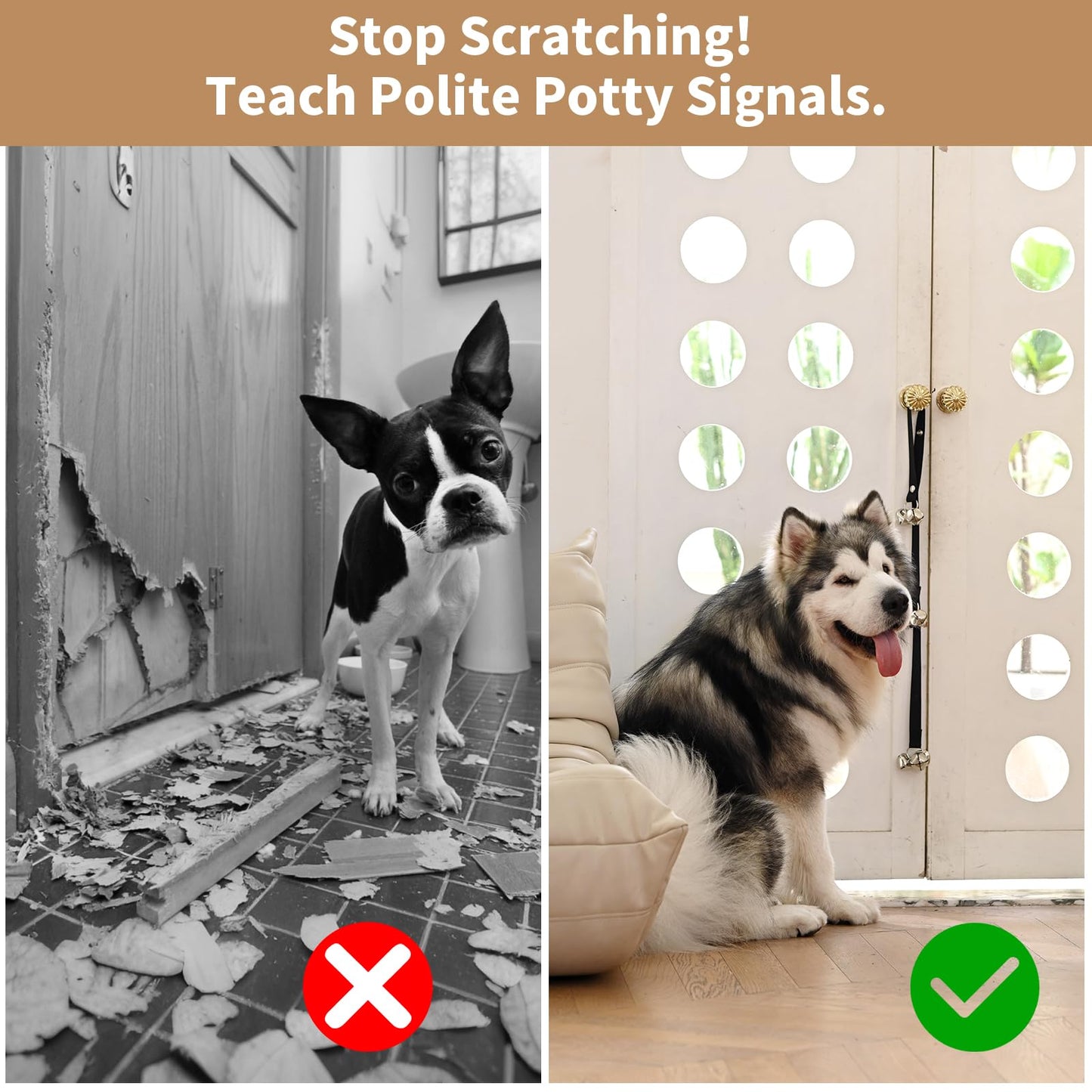 Luckyiren Upgraded Puppy Bells Dog Doorbells for Door Knob/Potty Training/Go Outside-Dog Bells for Puppies Dogs Doggy Doggie Pooch Pet Cat for Dog Lovers-Premium Quality-3 Snaps for Length Adjustment