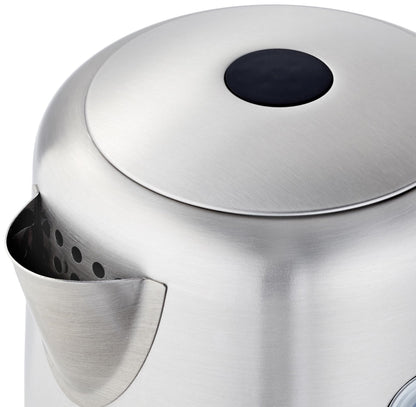Amazon Basics Electric Stainless Steel Kettle for Tea and Coffee, BPA-Free, Fast Boiling, Auto Shut-Off, 1.1 Quarts, 1500W, Black and Silver