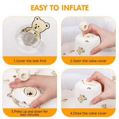 Momsnug Blow Up Seat for Baby, Inflatable Baby Chair 3 Months & Up, Chair for Babies Sitting Up with Built in Pump (Bear)