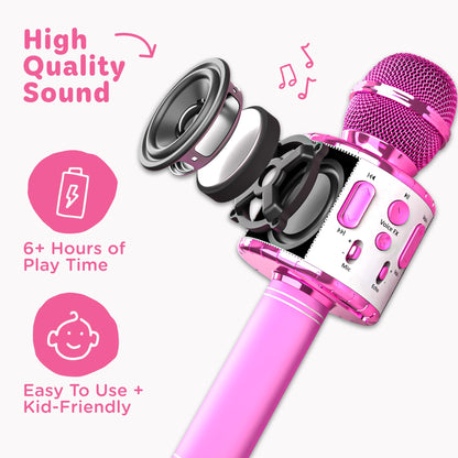 Move2Play, Kids Karaoke Microphone | Includes Pre-Loaded Songs & Bluetooth | Kids Birthday Party Gift | Toy for All Ages 2, 3, 4, 5, 6+ Year Old Girls, Boys & Toddlers