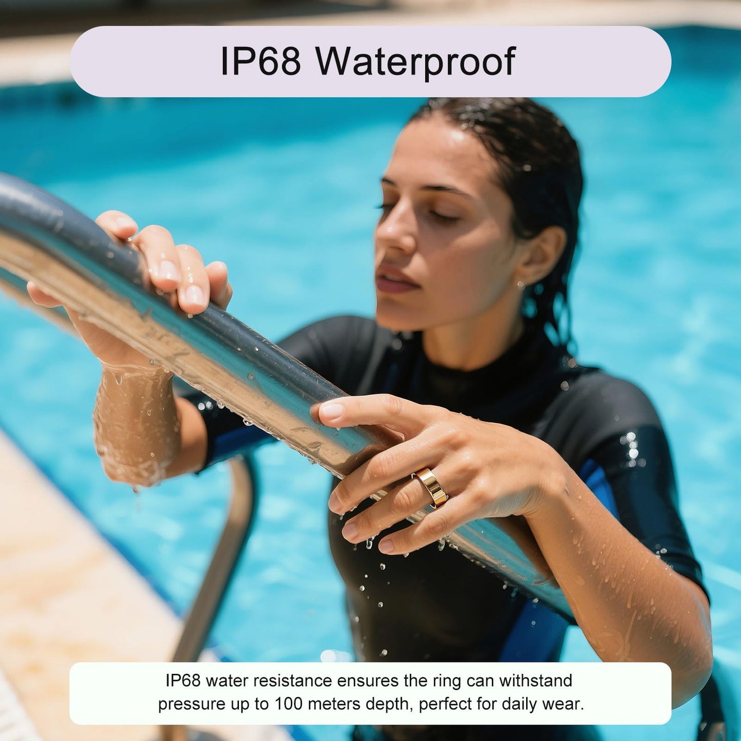 POBOVi Smart Ring for Women Men- Sleep/Fitness/Stress/Heart Rate Tracker- Menstrual Records - 7 Days Battery Life - Wireless Charging - No APP Subscription - iOS & Android Compatible (Gold, Size 9)