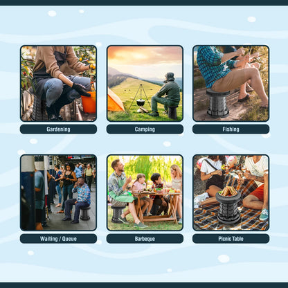 NUMANU Collapsible Stool 2-Pack - Upgraded Portable Folding Stool, Height Adjustable, Lightweight & Sturdy, Retractable Telescoping Camping Pop Up Seat Chair or Foldable Travel Footrest - Max 400lbs