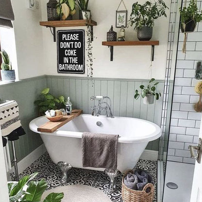 Please Don'T Do Coke In The Bathroom Sign Funny Room Decor For Men Cool Tapestry For College Dorm Metal Tin Signs Man Cave Decor Toilet Sign Black 12 X 8 Inch