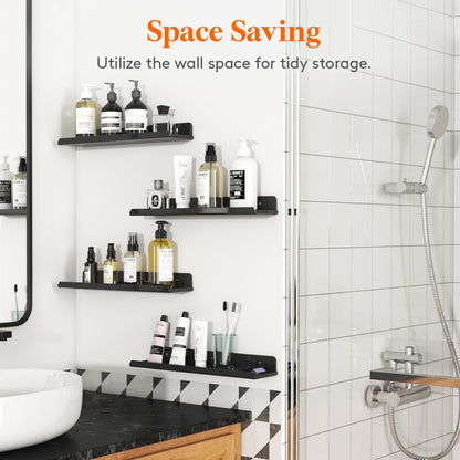 Lifewit Floating Shelves for Wall, 8 Pack Black Acrylic Shelf 15" Room Decor for Bookcase/Vinyl Record Display/Photo/Picture in Bedroom, Living Room, Bathroom, Kitchen Storage and Organization