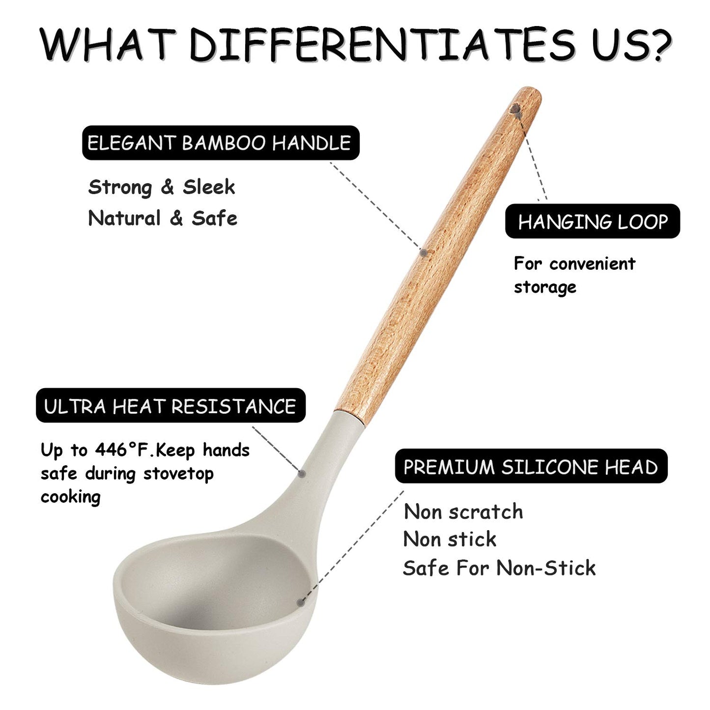 MIBOTE Silicone Cooking Kitchen Utensils Set with Holder, Wooden Handles BPA Free Non Toxic Silicone Turner Tongs Spatula Spoon Kitchen Gadgets Utensil Set for Nonstick Cookware (Khaki)