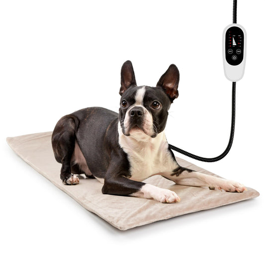 NICREW Dog Heating Pad, Temperature Adjustable Heated Dog Bed with Auto Shut Off Timer, Indoor Pet Heated Bed Mat for Cats and Dogs, 27.5 x 15.7 Inches, 75W (max)