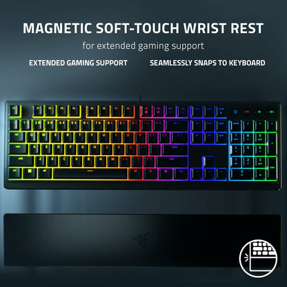 Razer Ornata V3 Gaming Keyboard: Low Profile Keys - Mecha Membrane Switches - UV Coated Keycaps - Backlit Media Keys - 10 Zone RGB Lighting - Spill Resistant - Magnetic Wrist Wrest - Snap Tap
