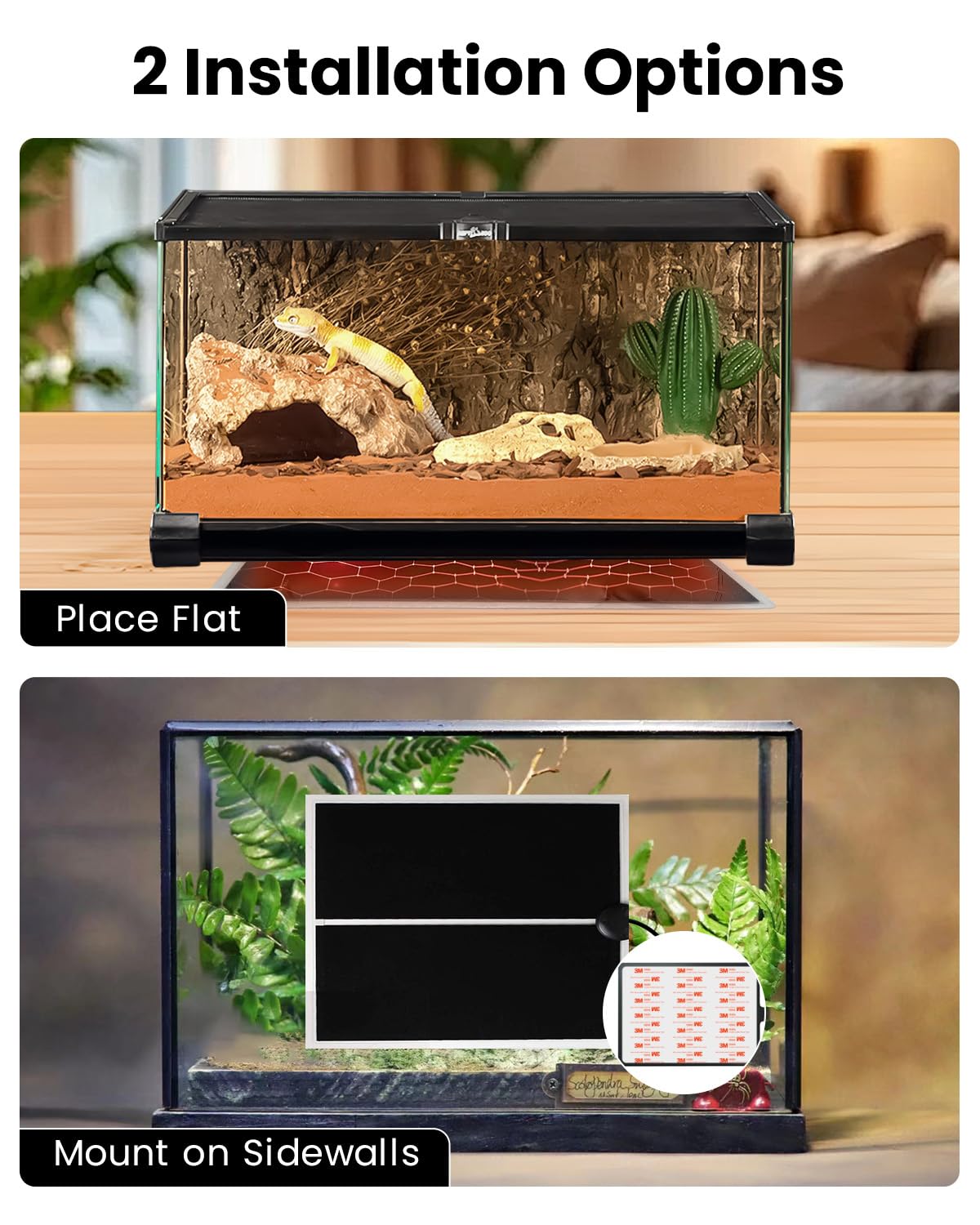MQ Reptile Terrarium Heat Pad with LCD Digital Aquarium Thermometer, 11 x 16.5in Power Adjustment Under Tank Heater Mat for Pets, Small Animals, Seedling, 20W