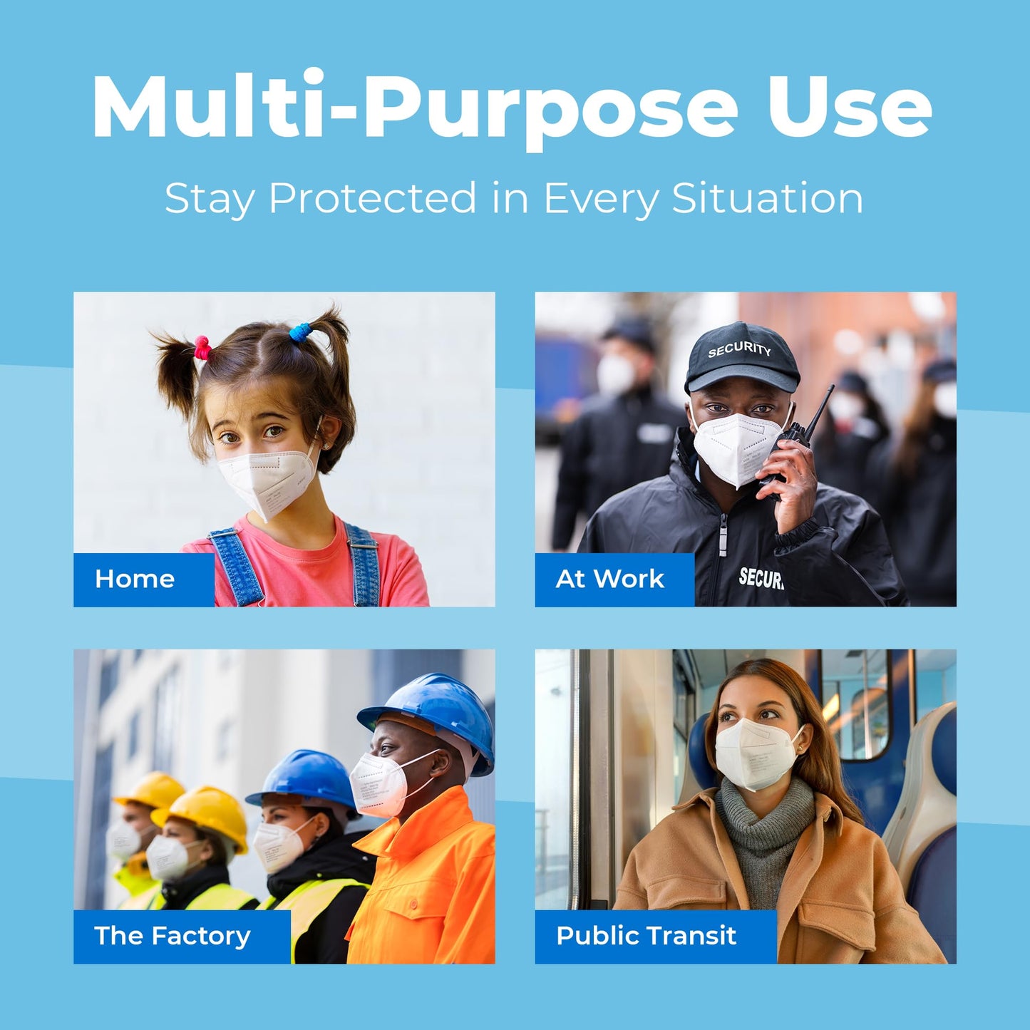 Lyka Distribution KN95 Face Masks - 50 Pack - 5 Layer Protection Breathable Face Mask - Filtration>95% with Comfortable Elastic Ear Loop | Non-Woven Polypropylene Fabric