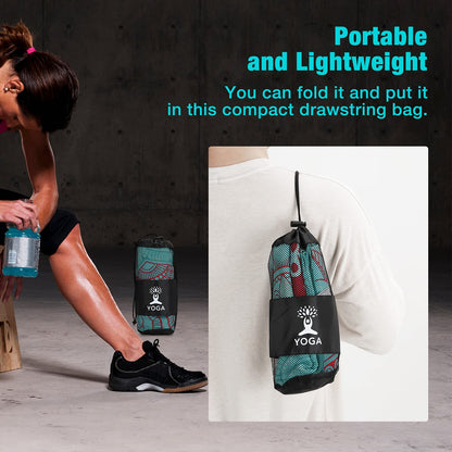 MoKo Yoga Towel, Non Slip Hot Yoga Mat Yoga Blanket Printing Pattern Quick Dry with Corner Pocket for Bikram, Pilates, Gym Workout, Outdoor Picnic, Lotus