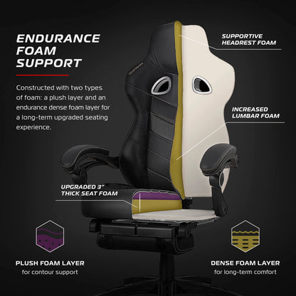 RESPAWN 110 Pro Gaming Chair - Gaming Chair with Footrest, Reclining Gaming Chair, Video Gaming Computer Desk Chair, Adjustable Desk Chair, Gaming Chairs For Adults With Headrest Pillow - Grey