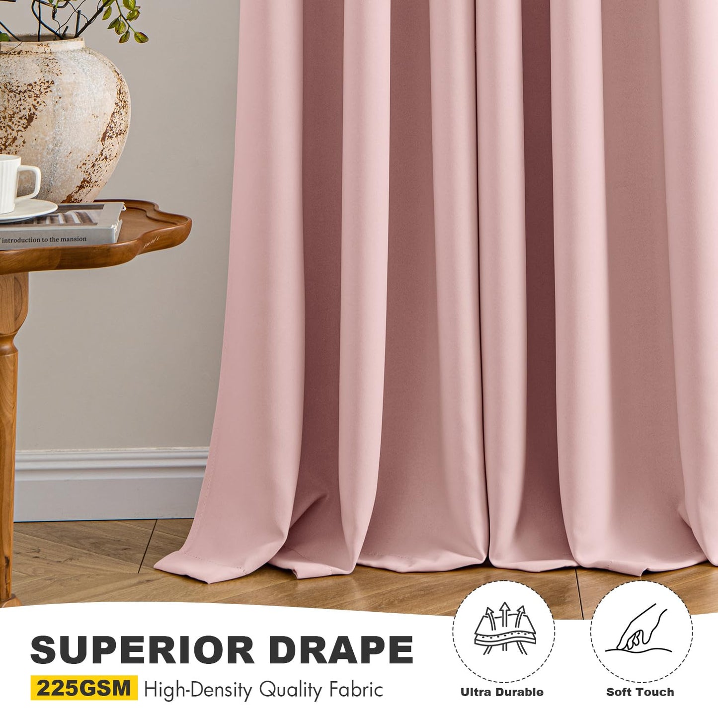 MIULEE Short Curtains for Windows - Baby Pink Blackout Half Window Curtains Thermal Insulated Privacy Drapes for Kitchen Bedroom Bathroom Grommet Top Small Basement Tiers W40 x L36 Inch 2 Panels