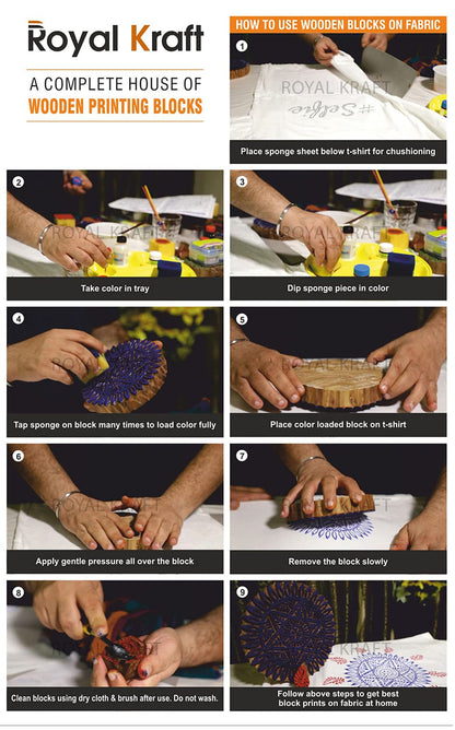 Mehndi Print Blocks Stylish Border Pattern Wooden Stamps (Set of 10) Htag2156