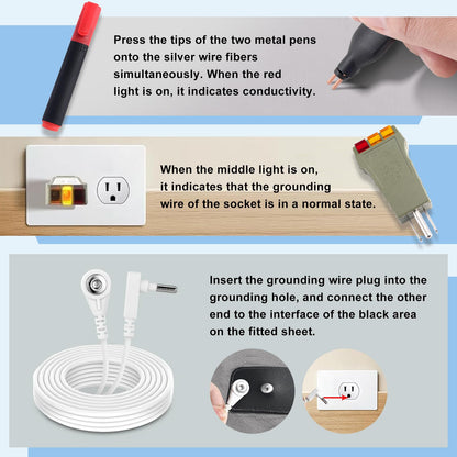 Grounding Sheets King, 90% Organic Cotton+ 10% Pure Silver Fiber,Grounded Bed Sheet Kit, Deep Pocket Grounded Bed Sheet, Relieves Pain - Used for Healthy Sleep Therapy (Gray, King)