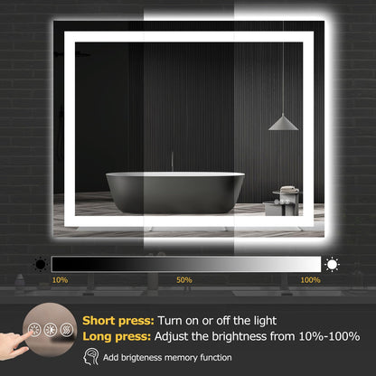 Hivone 40X32 LED Bathroom Mirror with Lights, Anti-Fog, Dimmable, Backlit + Front Lit, Smart Bathroom Vanity Mirror, Memory Function, Shatterproof, Tempered Glass (Horizontal/Vertical)