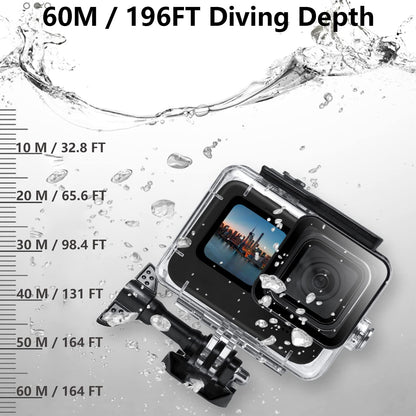OKFUN Waterproof Housing Case for Go Pro Hero 13/12/11/10/9 Black,Protective Underwater Dive Case Shell with Quick Release Buckle Mount for Hero13/12/11/10/9 Black Action Camera Accessories