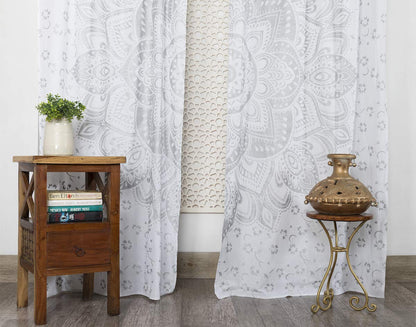Popular Handicrafts Printed Curtains for Living Room Set of 2 Indian Hippie Bohemian Beautiful Ombre Color Mandala Curtain for Bedroom Panels White Valance 83 x 38 Inches