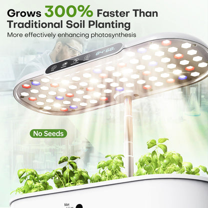 Ahopegarden Hydroponics Growing System with 12 Pods, Indoor Garden Kit with LED Grow Light & LCD Temp Humidity Display, Smart Quiet Pump Planter for Herbs, Lettuce, Vegetables, Kitchen Garden Use