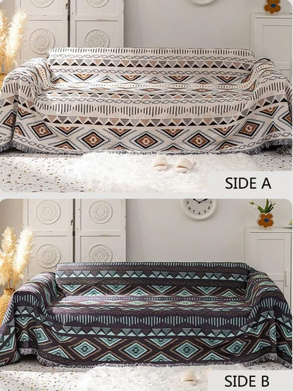 Lqprom Boho Throw Blankets Knit Bed Blankets with Tassel Aztec Western Throws Cover Farmhouse Decor for All Season Sofa Couch Chair Outdoor Camping Picnic Tent Beach Car Traveling 51"x63"