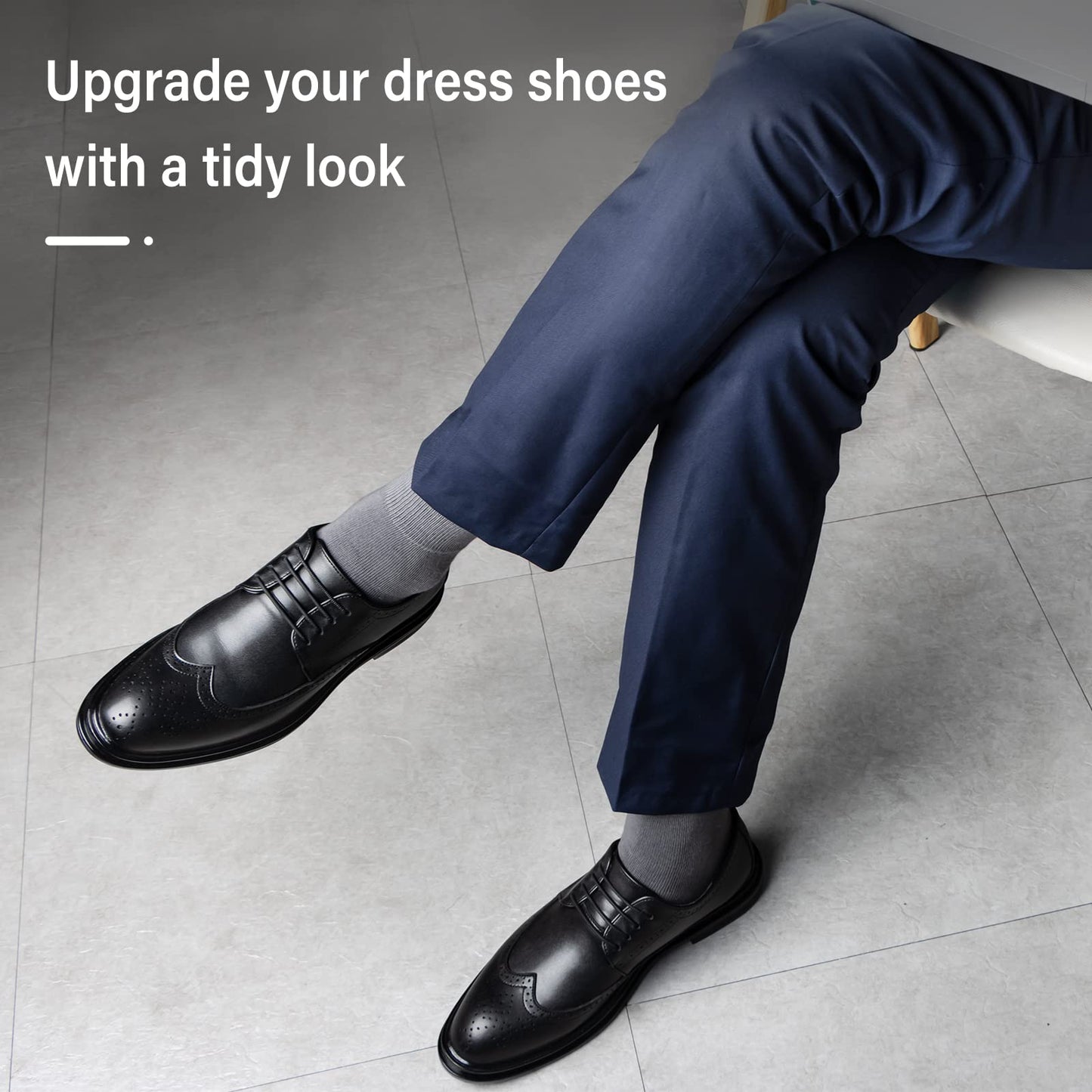 INMAKER No Tie Dress Shoe Laces for Men, Waxed Thin Oxford Round Shoelaces